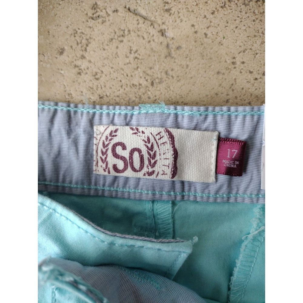 SO Shorts Women Size 17 Aqua Breeze‎ Low Rise Stretch 2 1/2" Inseam Juniors - Picture 5 of 11
